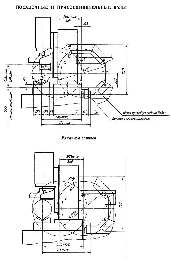 Габарит робочого простору отрезного верстата 8Г662
